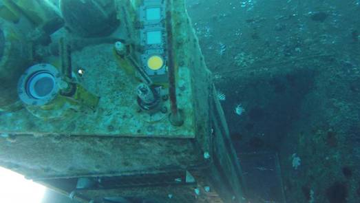 The wave-powered AMP (top left) after nearly two months of operation at the Wave Energy Test Site in Hawaii.University of Washington